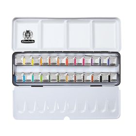Schmincke 75424 Akademie Aquarell Metal Kutu 24 x Yarım Tablet Sulu Boya Seti
