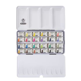 Schmincke 75425 Akademie Aquarell Metal Kutu 24 x Tam Tablet Sulu Boya Seti