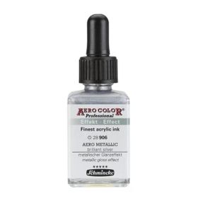 Schmincke Aero Color 906 Metallic Brill.Silver 28 ML Akrilik Mürekkep
