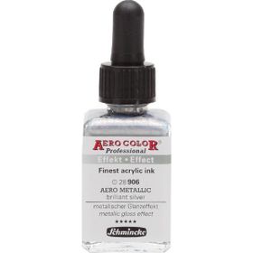 Schmincke Aero Color 906 Metallic Brill.Silver 28 ML Akrilik Mürekkep