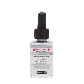 Schmincke Aero Color 906 Metallic Brill.Silver 28 ML Akrilik Mürekkep