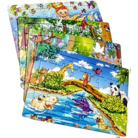 Schmülzer 30 Parça Renkli Hayvanlar Alemi 4 Adet Çocuk Eğitici Puzzle