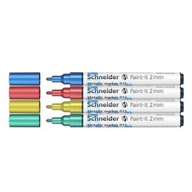 Schneider 011 2 mm 4'lü Metalik Marker Kalem Set