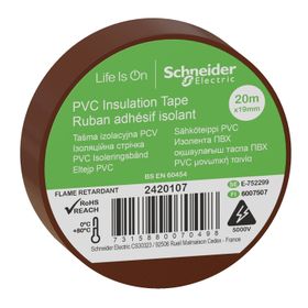 Schneider 2420107 8 Adet 19 mm x 20 m Kahverengi İzole Elektrik Bandı