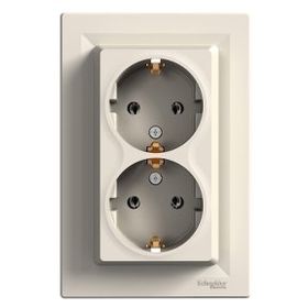 Schneider 3606480527760 Electric Eph9900123 Asfora Çift Soket Çıkşı Yan Topraklamalı Krem Priz