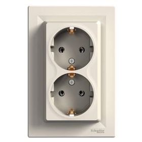 Schneider 3606480527760 Electric Eph9900123 Asfora Çift Soket Çıkşı Yan Topraklamalı Krem Priz
