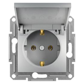 Schneider 3606480728686 Electric EPH3100161 Asfora Alüminyum Kapaklı Yan Topraklamalı Tekli Priz Çerçevesiz