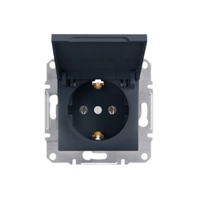 Schneider 3606480729553 Electric EPH3100171 Asfora Antrasit Kapaklı Yan Topraklamalı Tekli Priz Çerçevesiz