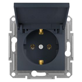 Schneider 3606480729553 Electric EPH3100171 Asfora Antrasit Kapaklı Yan Topraklamalı Tekli Priz Çerçevesiz