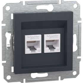 Schneider Asfora Antrasit Ikili RJ45 Cat6 Priz