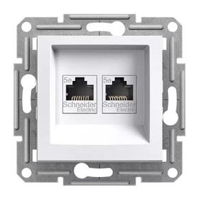 Schneider Asfora Beyaz Ikili RJ45 Boş Çerçeve Priz