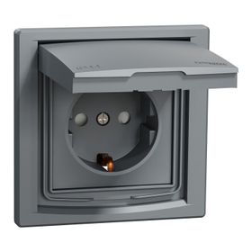 Schneider Electric EPH3100362 Asfora Çelik IP44 Çerçeveli Çocuk Korumalı Kapaklı Topraklı Priz