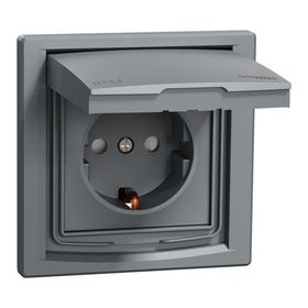Schneider Electric EPH3100362 Asfora Çelik IP44 Çerçeveli Çocuk Korumalı Kapaklı Topraklı Priz