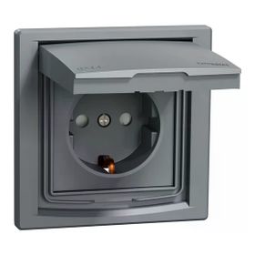Schneider Electric EPH3100362 Asfora Çelik IP44 Çerçeveli Çocuk Korumalı Kapaklı Topraklı Priz