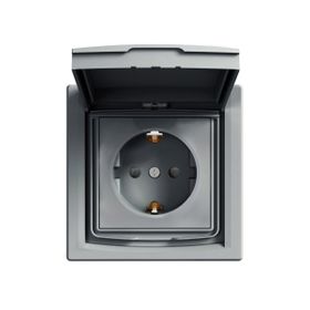 Schneider Electric EPH3100362 Asfora Çelik IP44 Çerçeveli Çocuk Korumalı Kapaklı Topraklı Priz