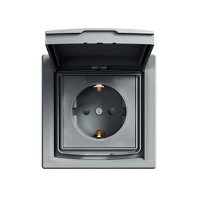 Schneider Electric EPH3100362 Asfora Çelik IP44 Çerçeveli Çocuk Korumalı Kapaklı Topraklı Priz