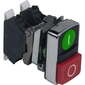 Schneider Electric XB4BL73415 - Yeşil Sıva Altı/Kırmızı Çıkık Işıklı Çift Başlıklı Ø22 1Na+1Nk 24V Buton