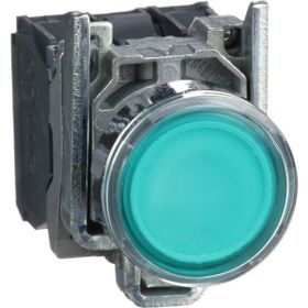 Schneider Electric XB4BW33B5 Yeşil Sıva Altı Işıklı Ø22 Yaylı Dönüş 1Na+1Nk 24V Buton