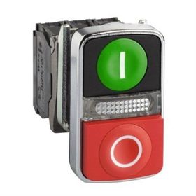 Schneider Electric XB4BW73731B5 Yeşil //Kırmızı Çıkık Işıklı Çift Başlıklı Ø22 1Na+1Nk 24V Buton