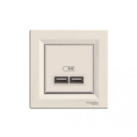 Schneider EPH2700223 2'li Asfora Krem 2.1A Usb Priz