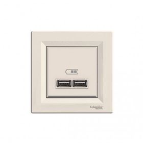 Schneider EPH2700223 2'li Asfora Krem 2.1A Usb Priz