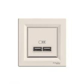 Schneider EPH2700223 2'li Asfora Krem 2.1A Usb Priz