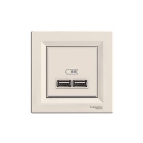 Schneider EPH2700223 2'li Asfora Krem 2.1A Usb Priz