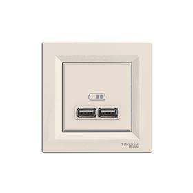Schneider EPH2700223 2'li Asfora Krem 2.1A Usb Priz