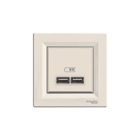 Schneider EPH2700223 2'li Asfora Krem 2.1A Usb Priz