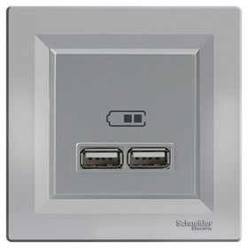Schneider EPH2700261 2.1A Type A Çerçeveli Asfora Plus Alüminyum USB Şarj Prizi