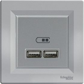 Schneider EPH2700261 2.1A Type A Çerçeveli Asfora Plus Alüminyum USB Şarj Prizi