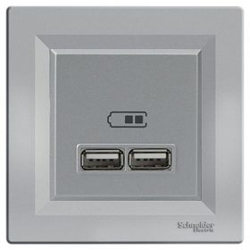 Schneider EPH2700261 2.1A Type A Çerçeveli Asfora Plus Alüminyum USB Şarj Prizi