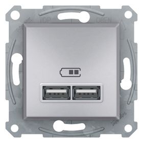 Schneider EPH2700261 Asfora 2li 21 Alüminyum Çerçeveli USB Prizi