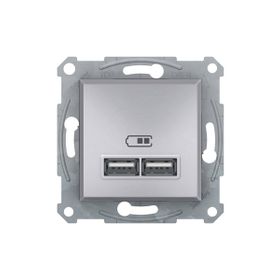 Schneider EPH2700261 Asfora 2li 21 Alüminyum Çerçeveli USB Prizi