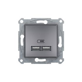 Schneider EPH2700262 2'li 2.1A Asfora Çelik Usb Prizi