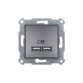 Schneider EPH2700262 2'li 2.1A Asfora Çelik Usb Prizi