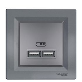 Schneider EPH2700262 2'li 2.1A Asfora Çelik Usb Prizi