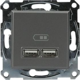 Schneider EPH2700262 2'li 2.1A Asfora Çelik Usb Prizi