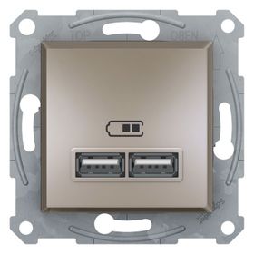Schneider EPH2700269 2'li Asfora Bronz 2.1A Usb Priz