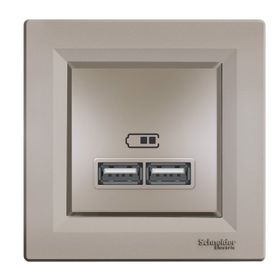 Schneider EPH2700269 2'li Asfora Bronz 2.1A Usb Priz