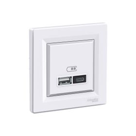 Schneider EPH2700321 Asfora 2li 2.4 Beyaz Çerçeveli USB Prizi