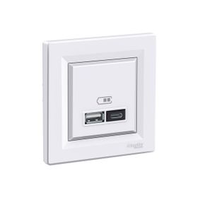 Schneider EPH2700321 Asfora 2li 2.4 Beyaz Çerçeveli USB Prizi