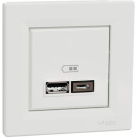 Schneider EPH2700321 Asfora 2li 2.4 Beyaz Çerçeveli USB Prizi