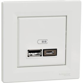 Schneider EPH2700321 Asfora 2li 2.4 Beyaz Çerçeveli USB Prizi