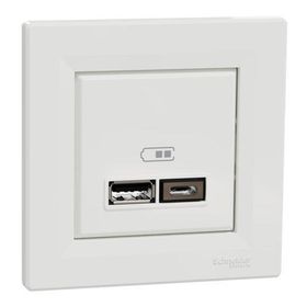 Schneider EPH2700321 Asfora 2li 2.4 Beyaz Çerçeveli USB Prizi