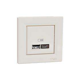 Schneider EPH2700323 Asfora 2li 2.4 Krem Çerçeveli USB Prizi