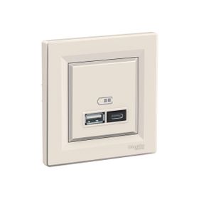 Schneider EPH2700323 Asfora 2li 2.4 Krem Çerçeveli USB Prizi