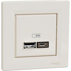 Schneider EPH2700323 Asfora 2li 2.4 Krem Çerçeveli USB Prizi