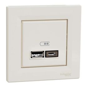 Schneider EPH2700323 Asfora 2li 2.4 Krem Çerçeveli USB Prizi