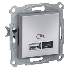 Schneider EPH2700361 2.4A Type A+C Çerçevesiz Asfora Plus Alüminyum USB Şarj Prizi